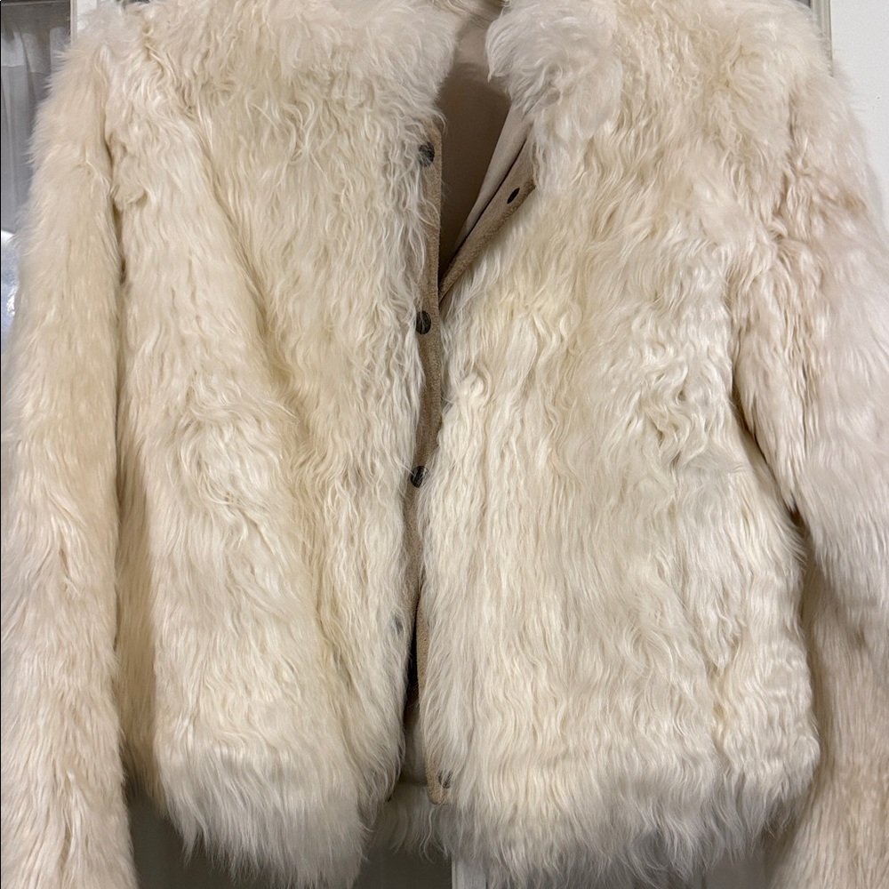 Women's Cream Alpaca fur Jacket